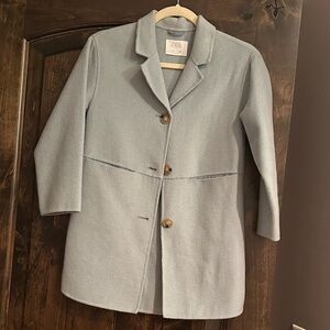Zara Women's Soft Blue Pea Coat
